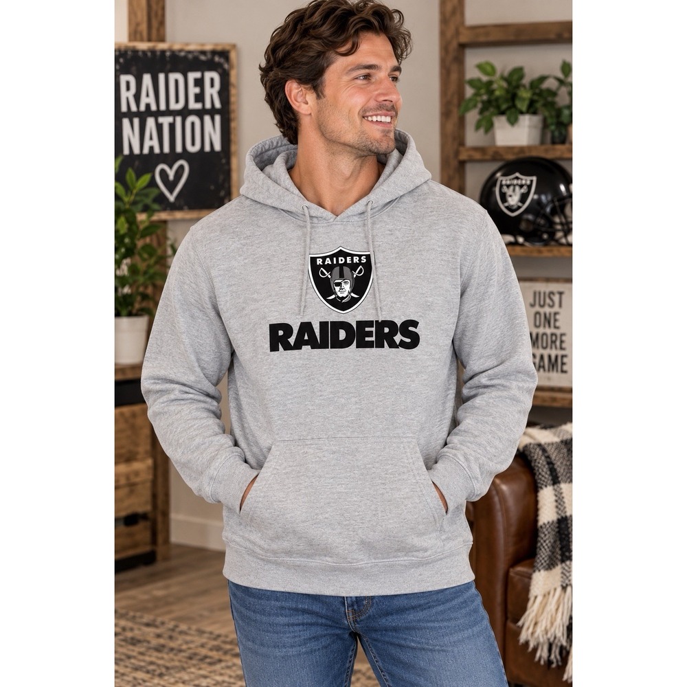 Las Vegas Raiders NFL Gray Pullover Hoodie Men's Small Logo Sweatshirt NWOT